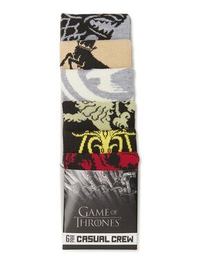 🐺 HYP GAME OF THRONES MENS CASUAL CREW 
SOCKS 6-PACK - FITS SHOE SIZES 8-12 🐺